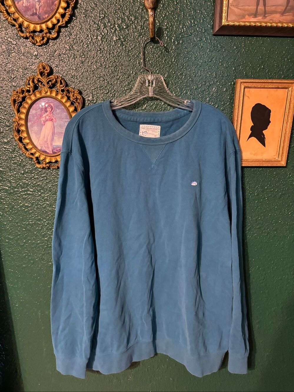 Southern Tide Mens Upper Deck Heathered Crewneck Size X-Large Teal Blue